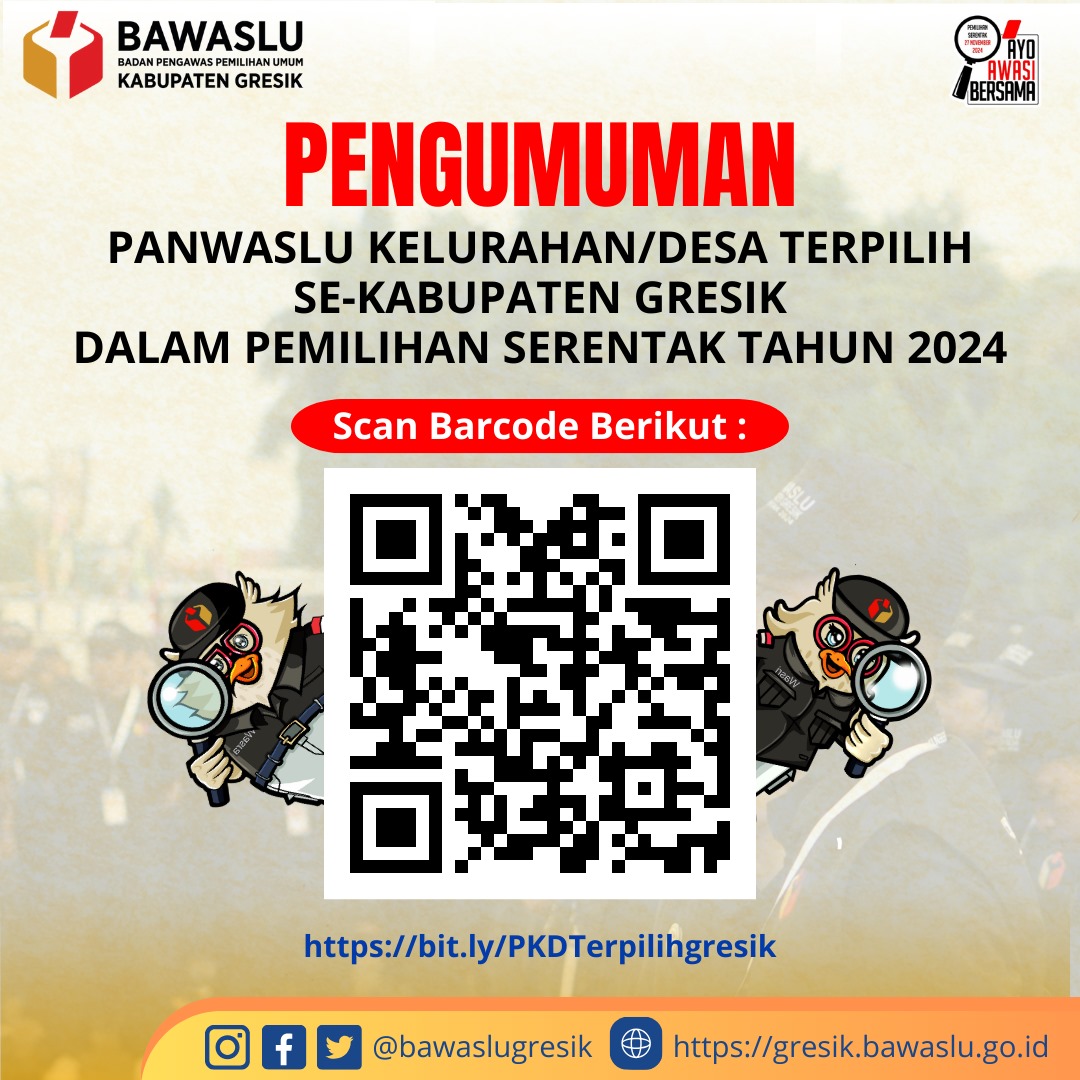 Pengumuman Panawaslu Kelurahan/Desa Terpilih Se-Kabupaten GResik