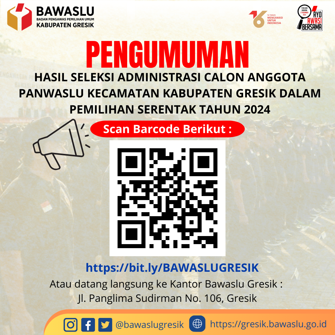 pengumuman lulus administrasi Panwaslu Kecamatan