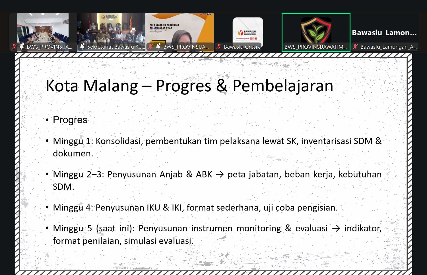 Bawaslu Gresik Ikuti Peer Learning Penguatan Kelembagaan